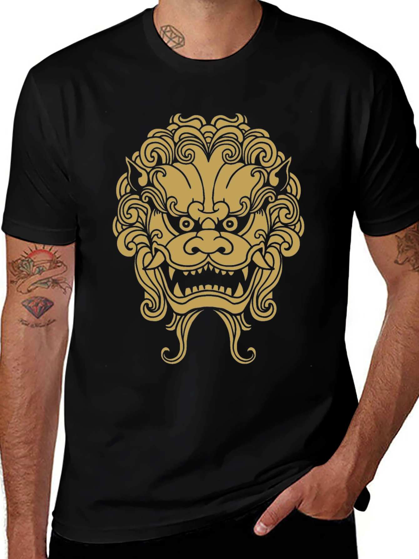 Foo Dog Graphic Tee - Bold Asian Inspired Design