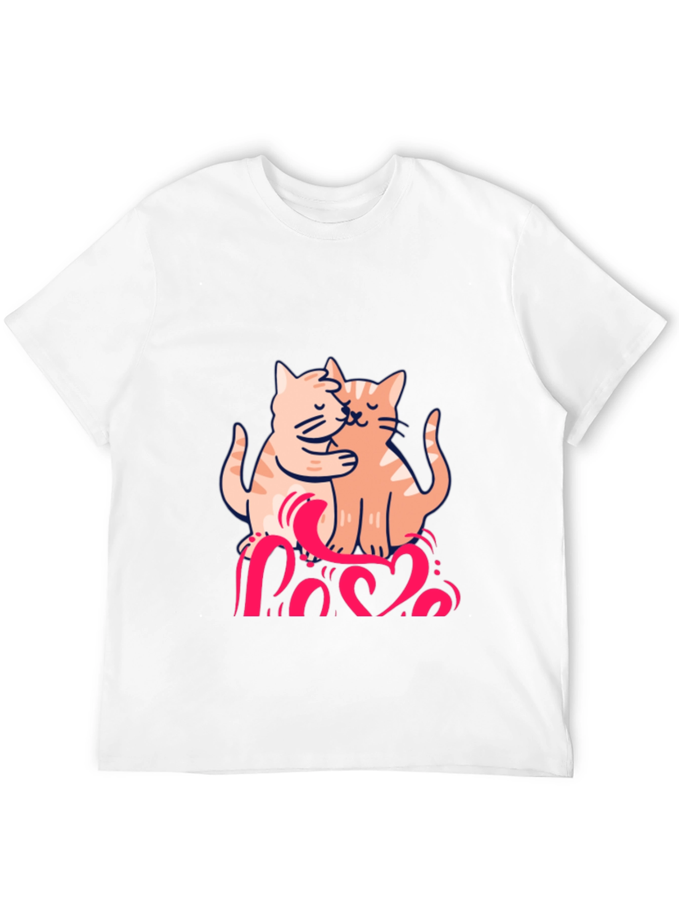 Cute Cats Love Graphic Black T-Shirt