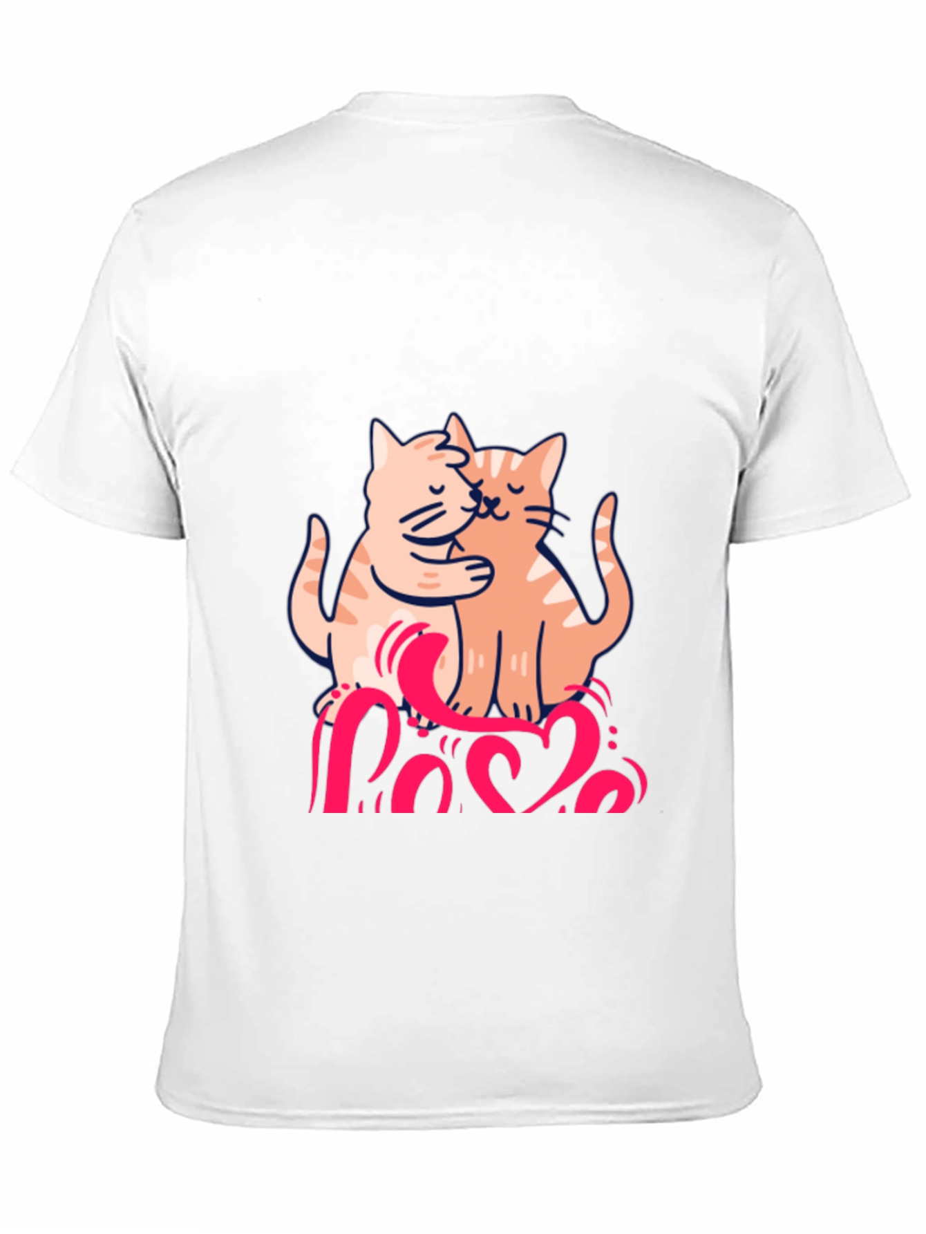 Cute Cats Love Graphic Black T-Shirt