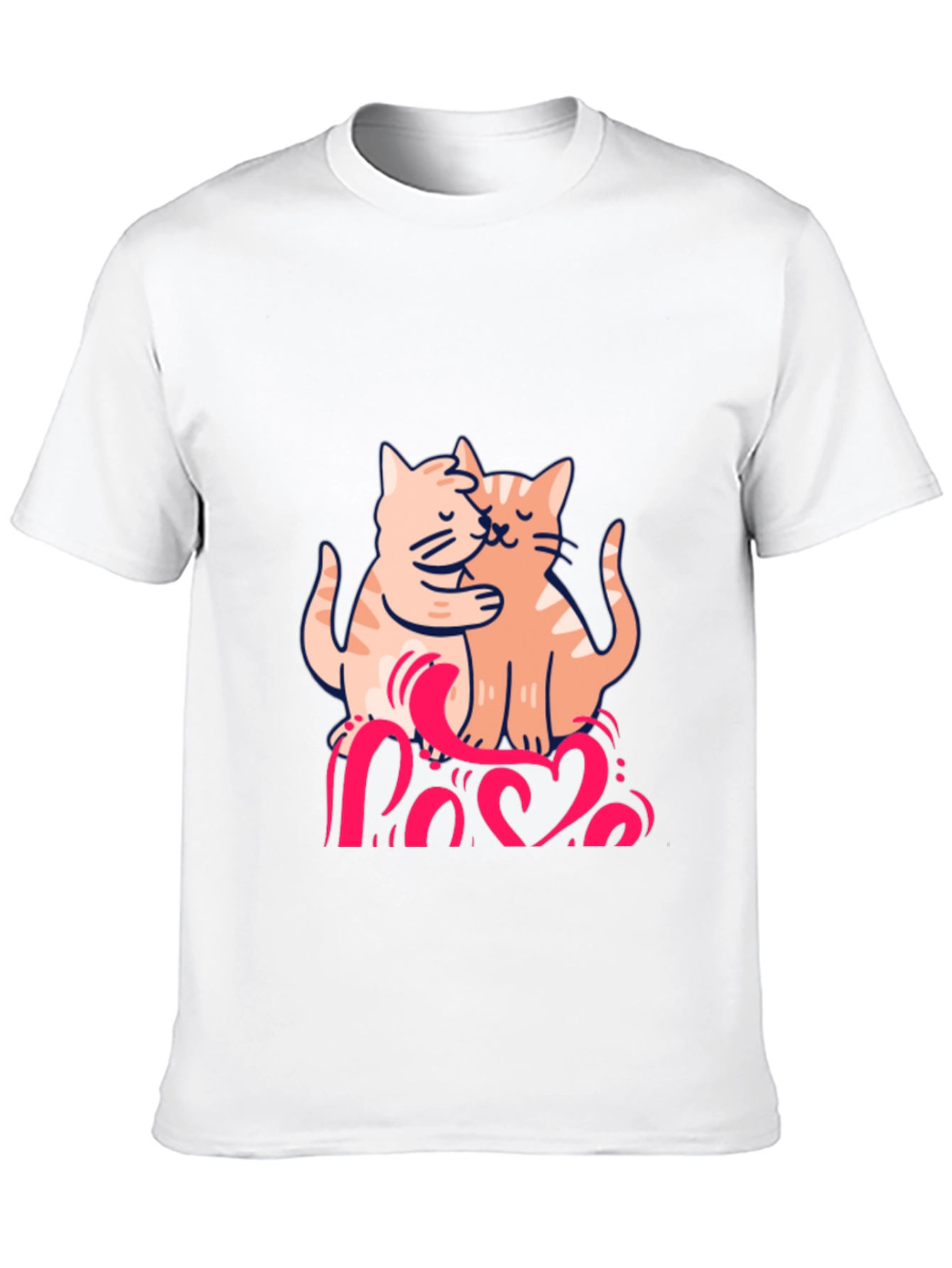 Cute Cats Love Graphic Black T-Shirt