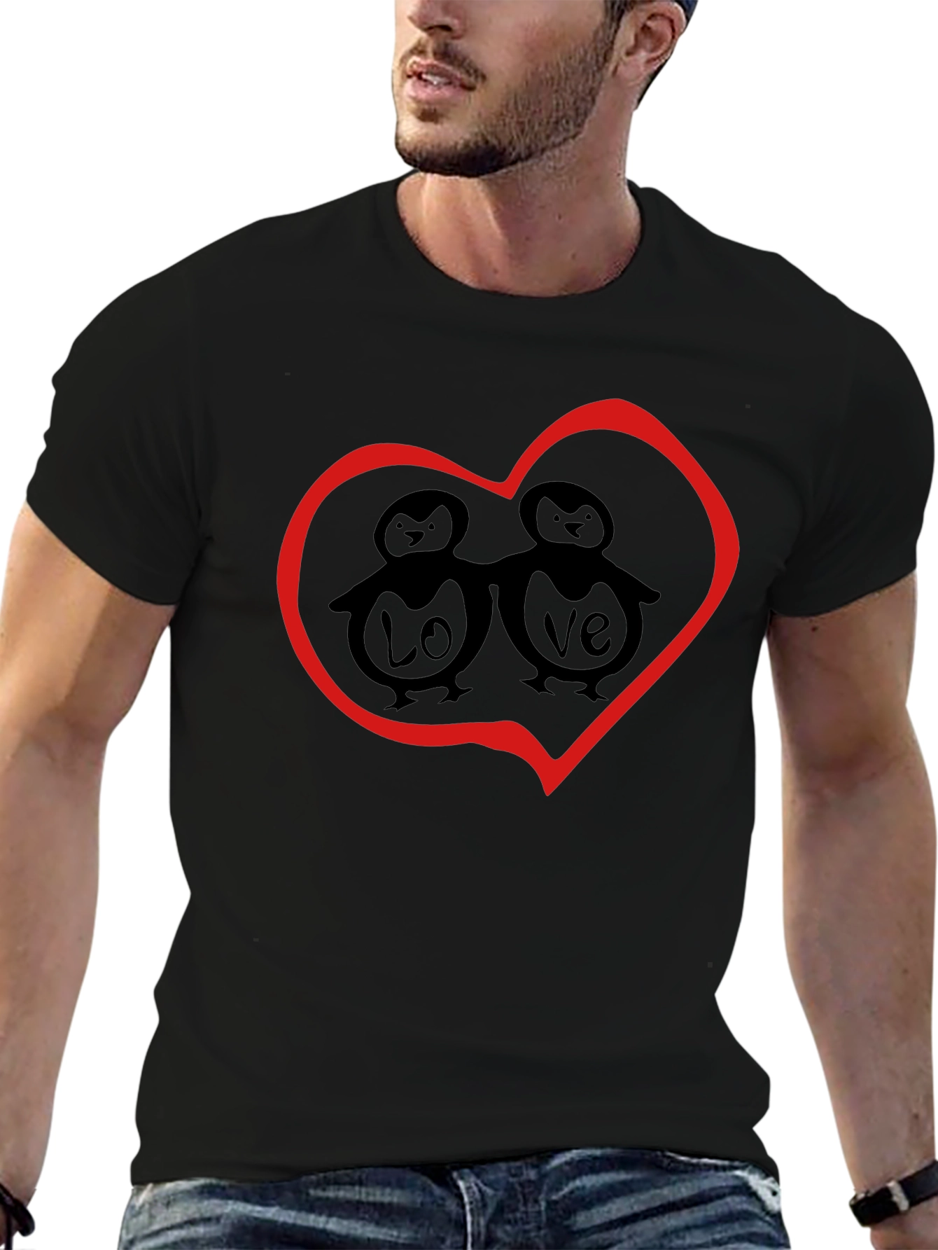 Love Penguin Graphic T-Shirt - Black