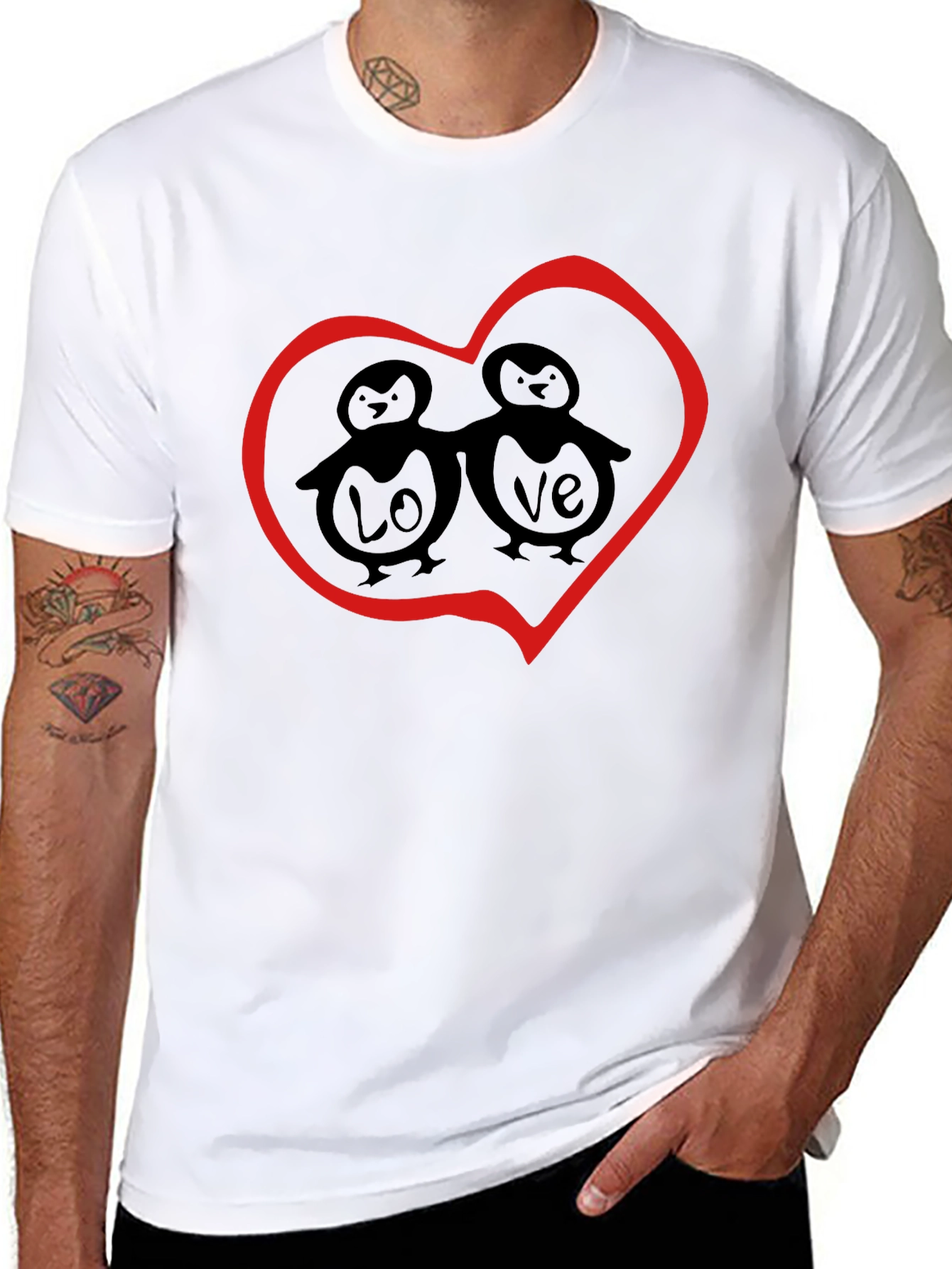 Love Penguin Graphic T-Shirt - Black
