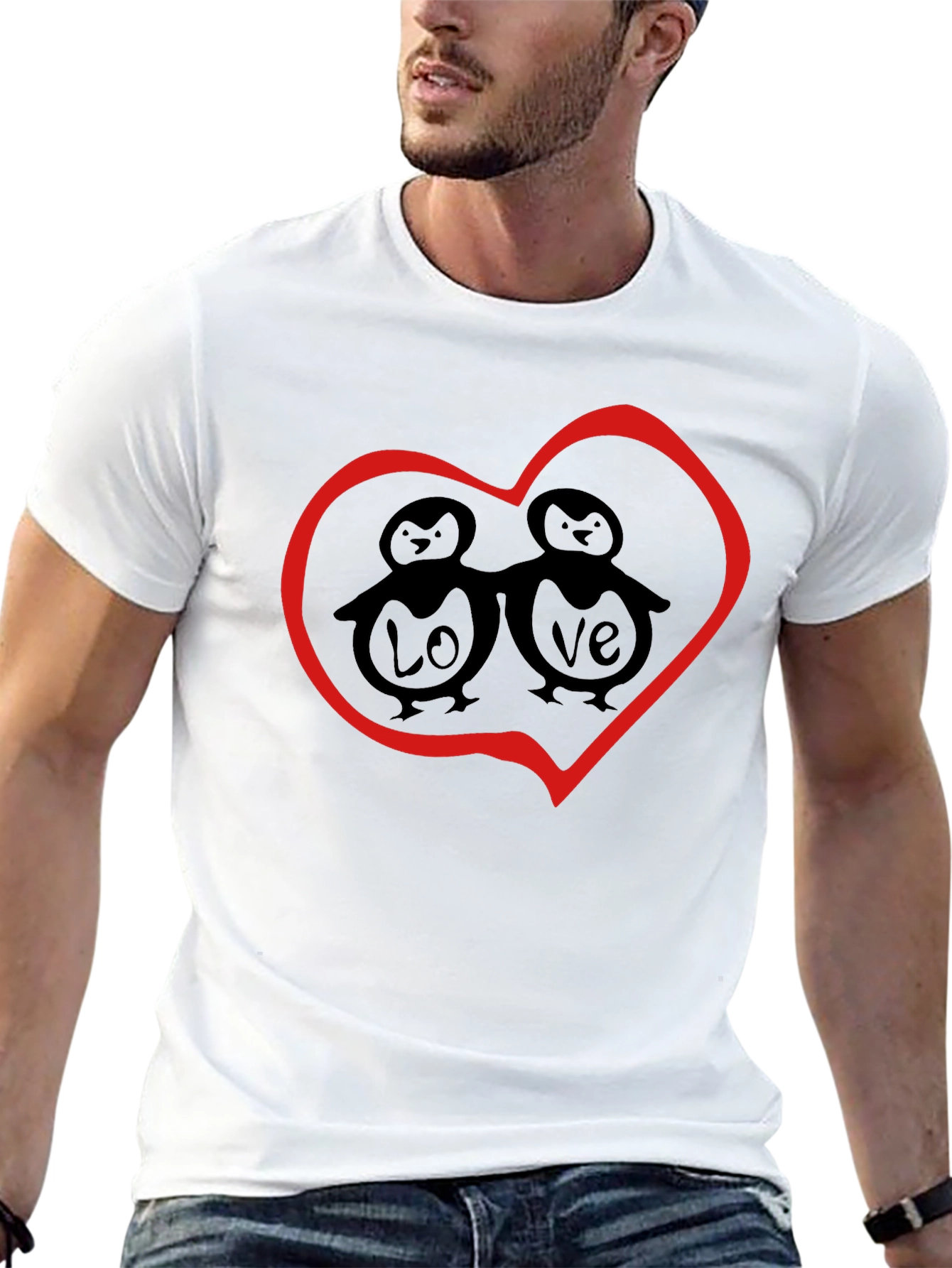 Love Penguin Graphic T-Shirt - Black