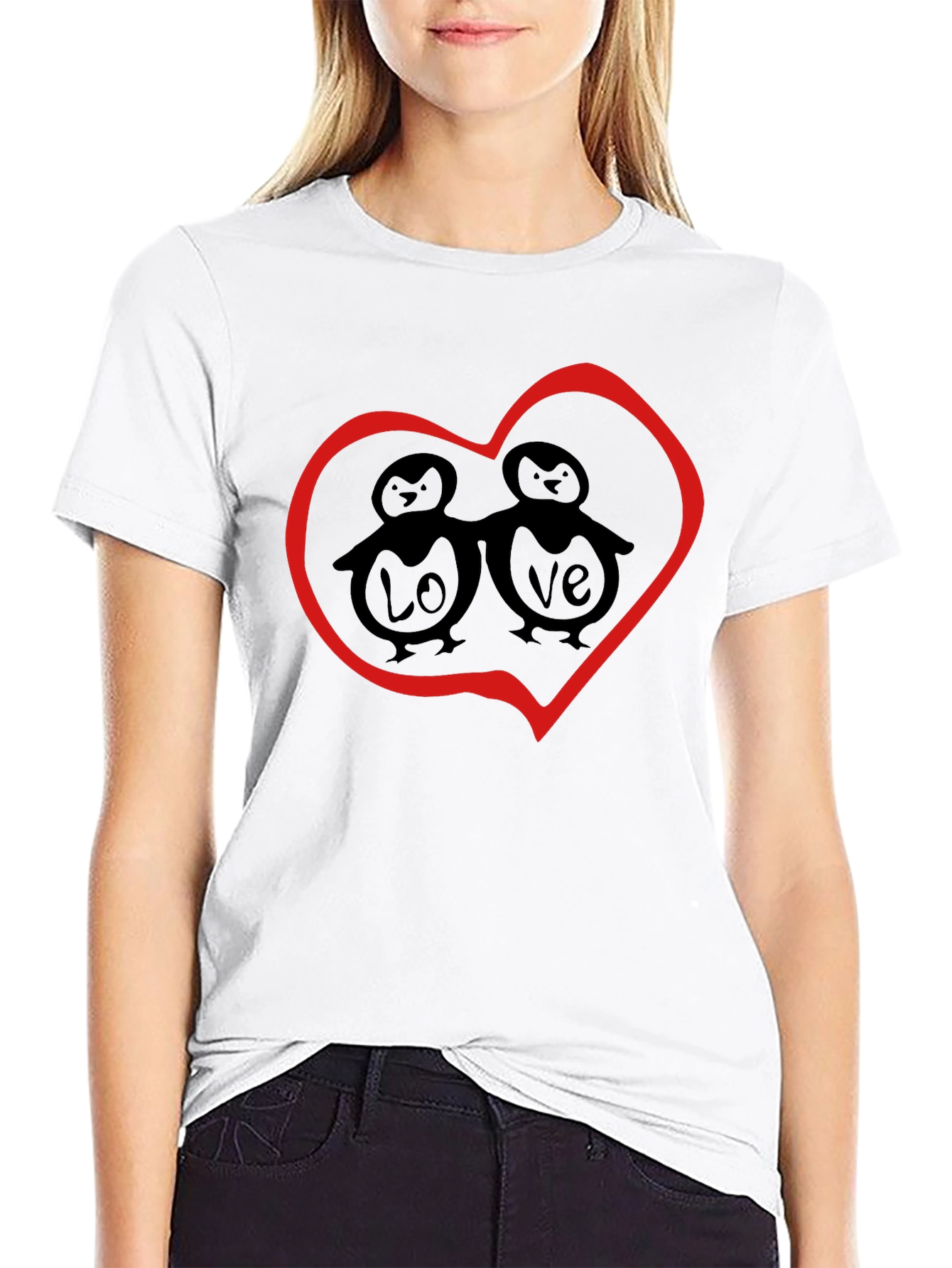 Love Penguin Graphic T-Shirt - Black