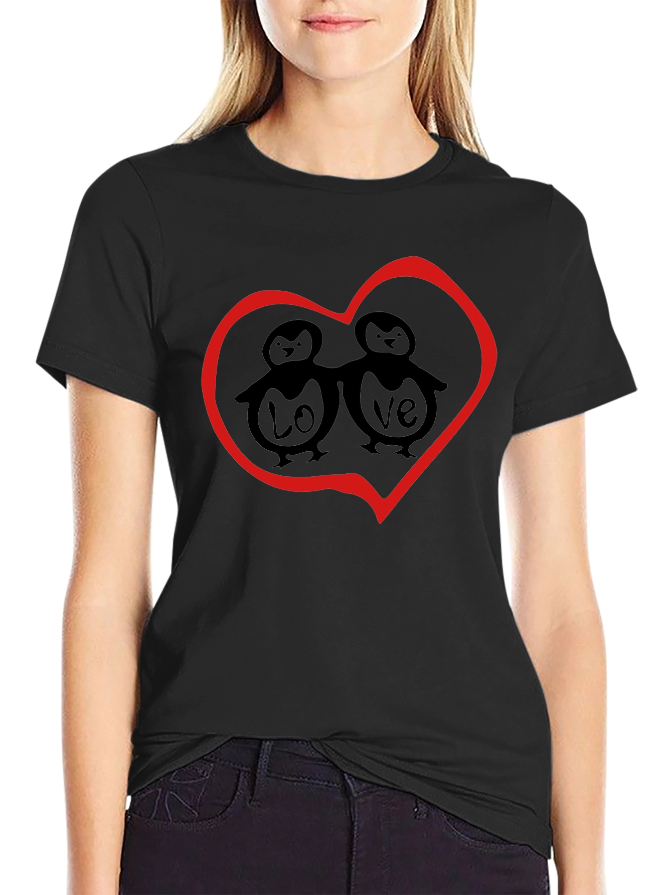 Love Penguin Graphic T-Shirt - Black