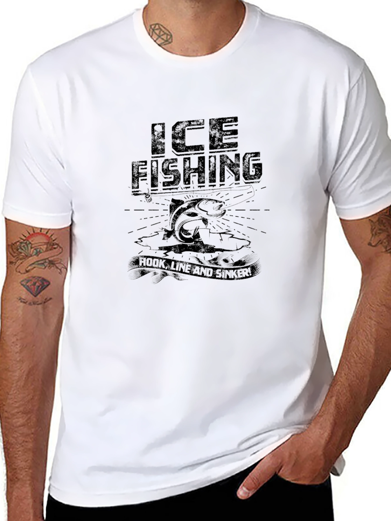 Ice Fishing T-Shirt - Hook Line and Sinker
