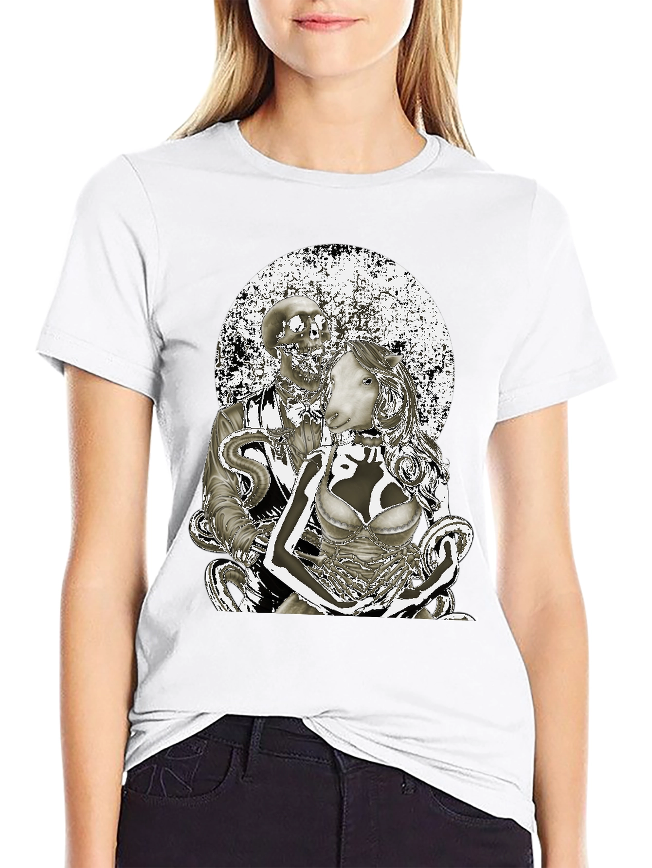 Surreal Gothic Sheep & Skeleton T-Shirt