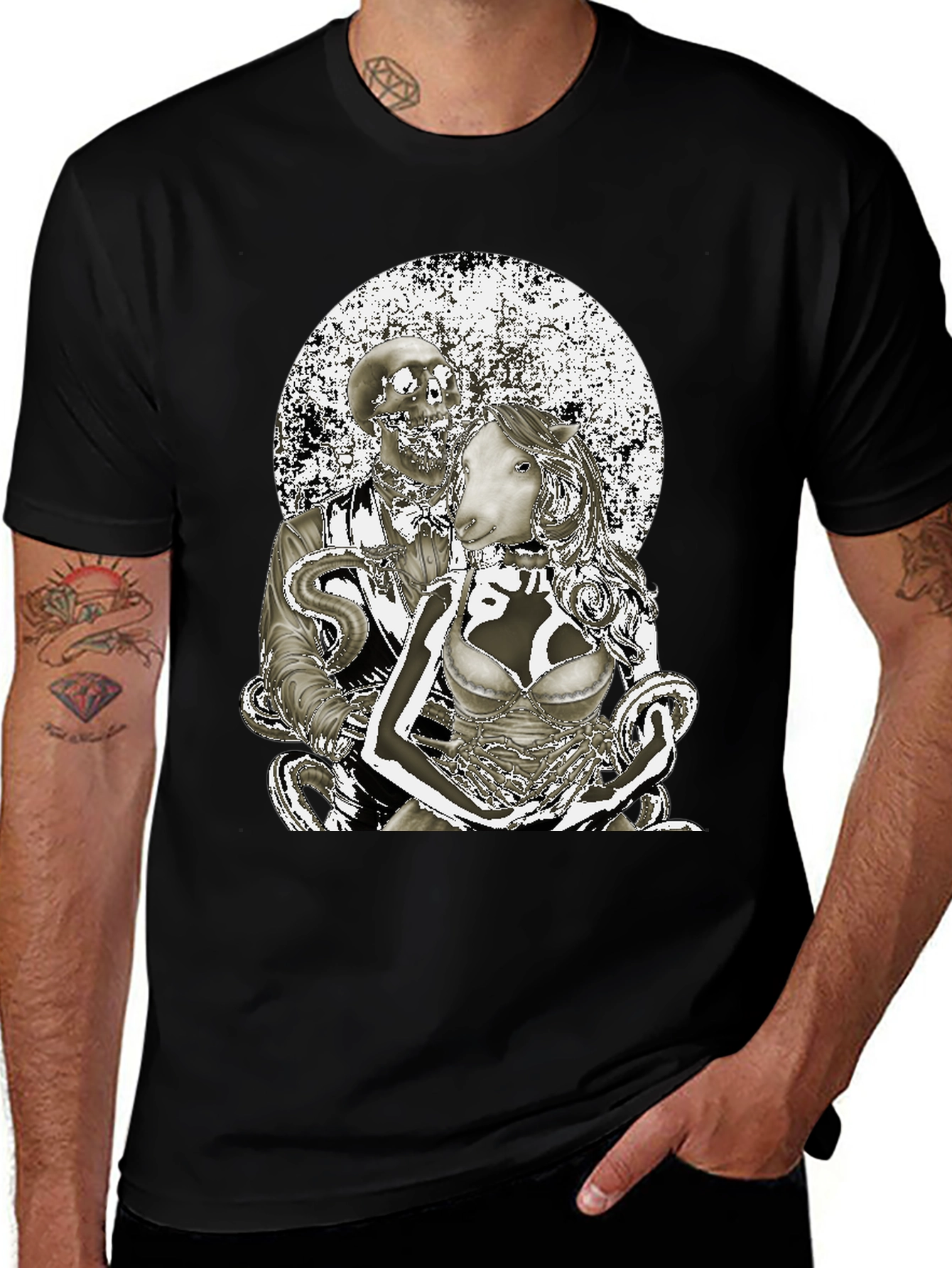 Surreal Gothic Sheep & Skeleton T-Shirt
