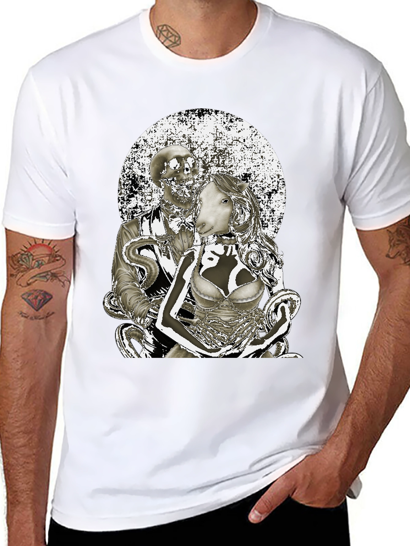 Surreal Gothic Sheep & Skeleton T-Shirt