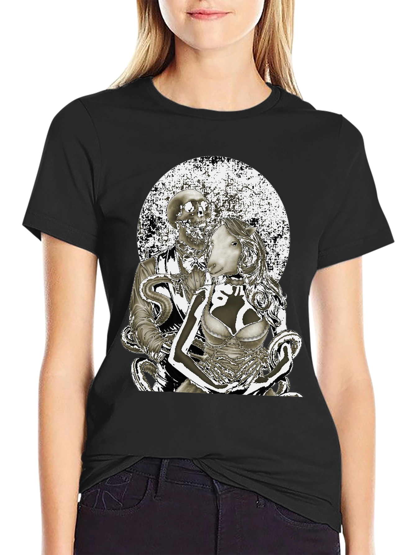 Surreal Gothic Sheep & Skeleton T-Shirt