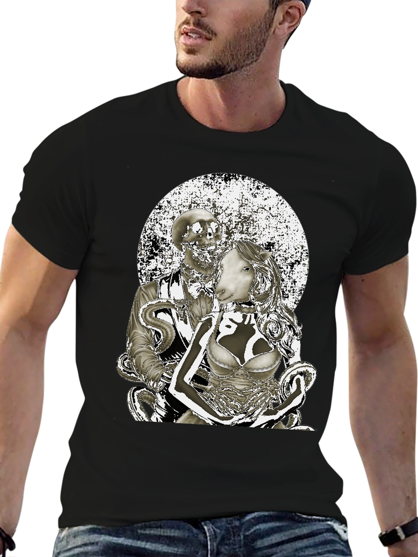 Surreal Gothic Sheep & Skeleton T-Shirt