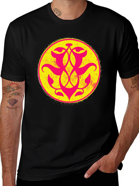 Graphic Tee: Yellow & Pink Geometric Circle
