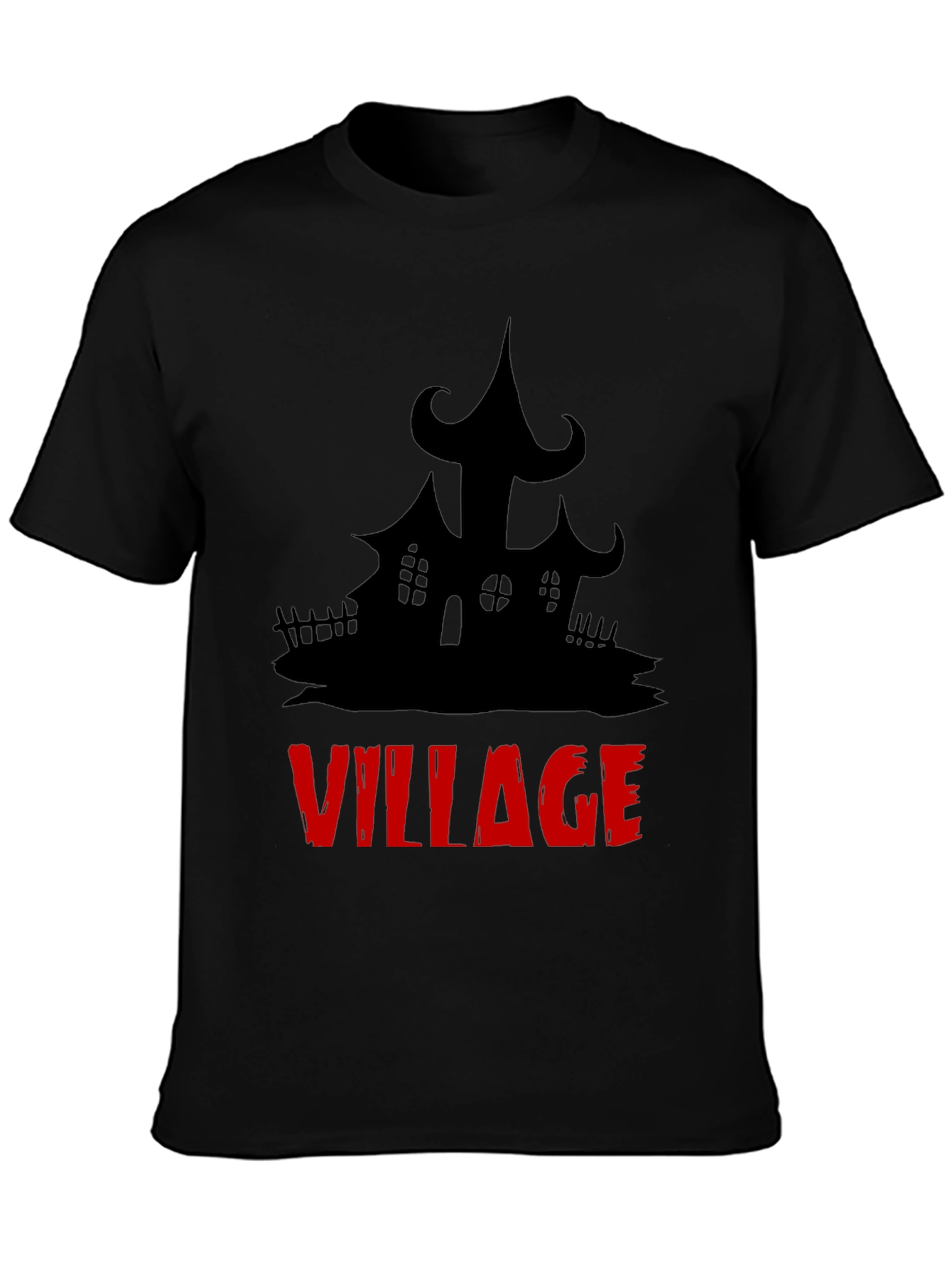 Spooky Village Graphic Tee - Halloween Black T-Shirt