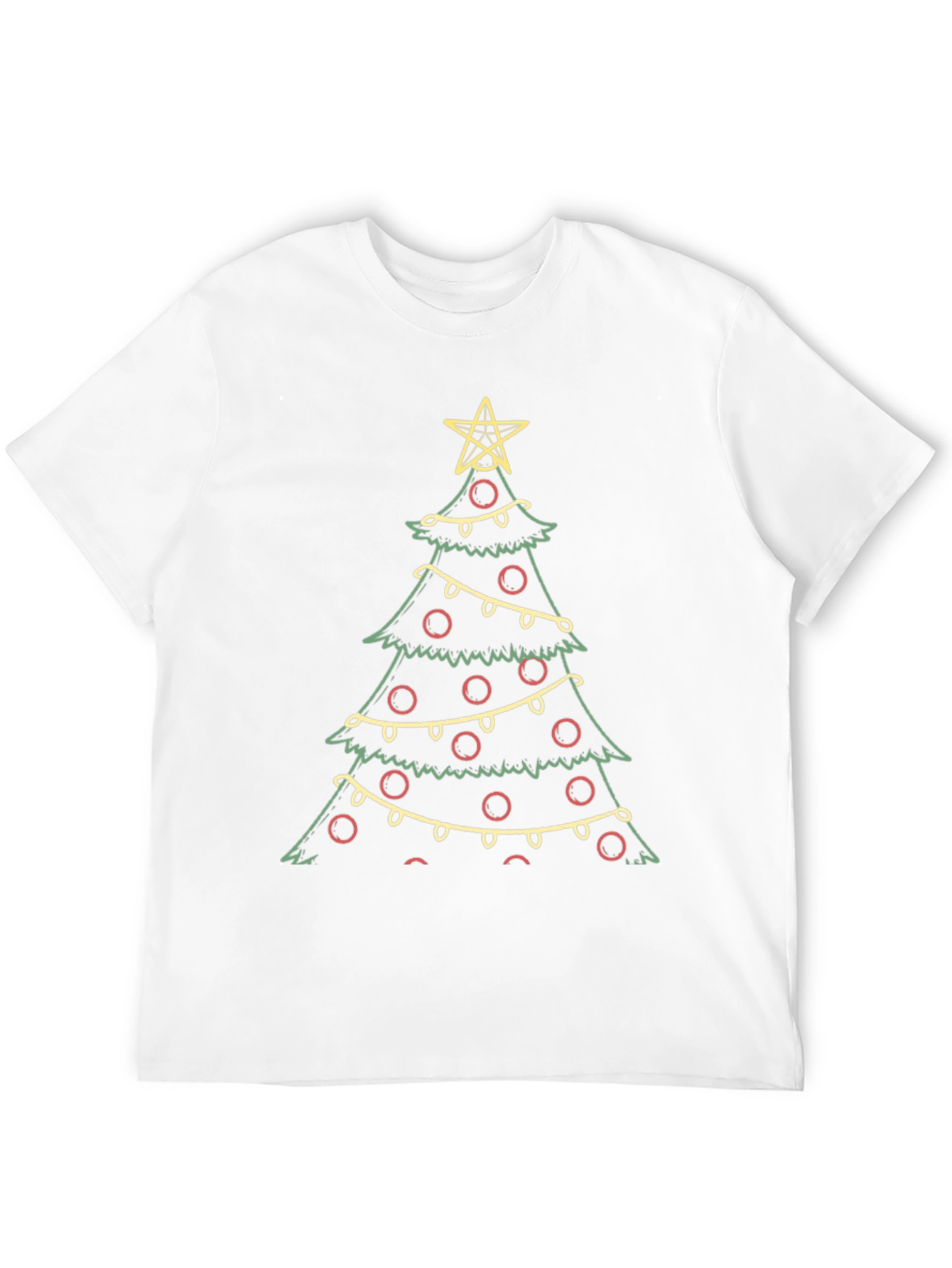 Festive Christmas Tree Graphic Tee - Black
