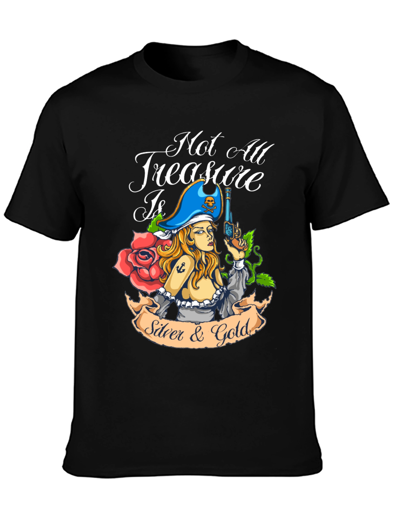 Pirate Treasure Graphic T-Shirt - Black