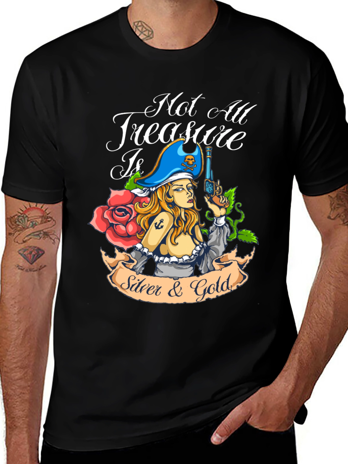 Pirate Treasure Graphic T-Shirt - Black