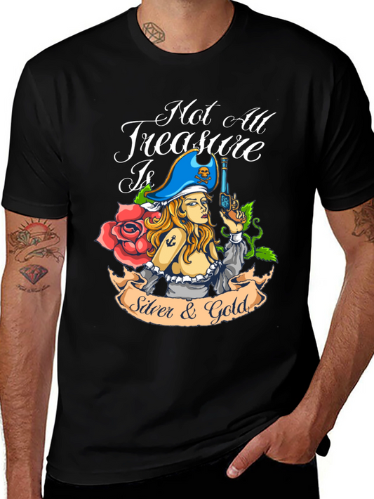 Pirate Treasure Graphic T-Shirt - Black