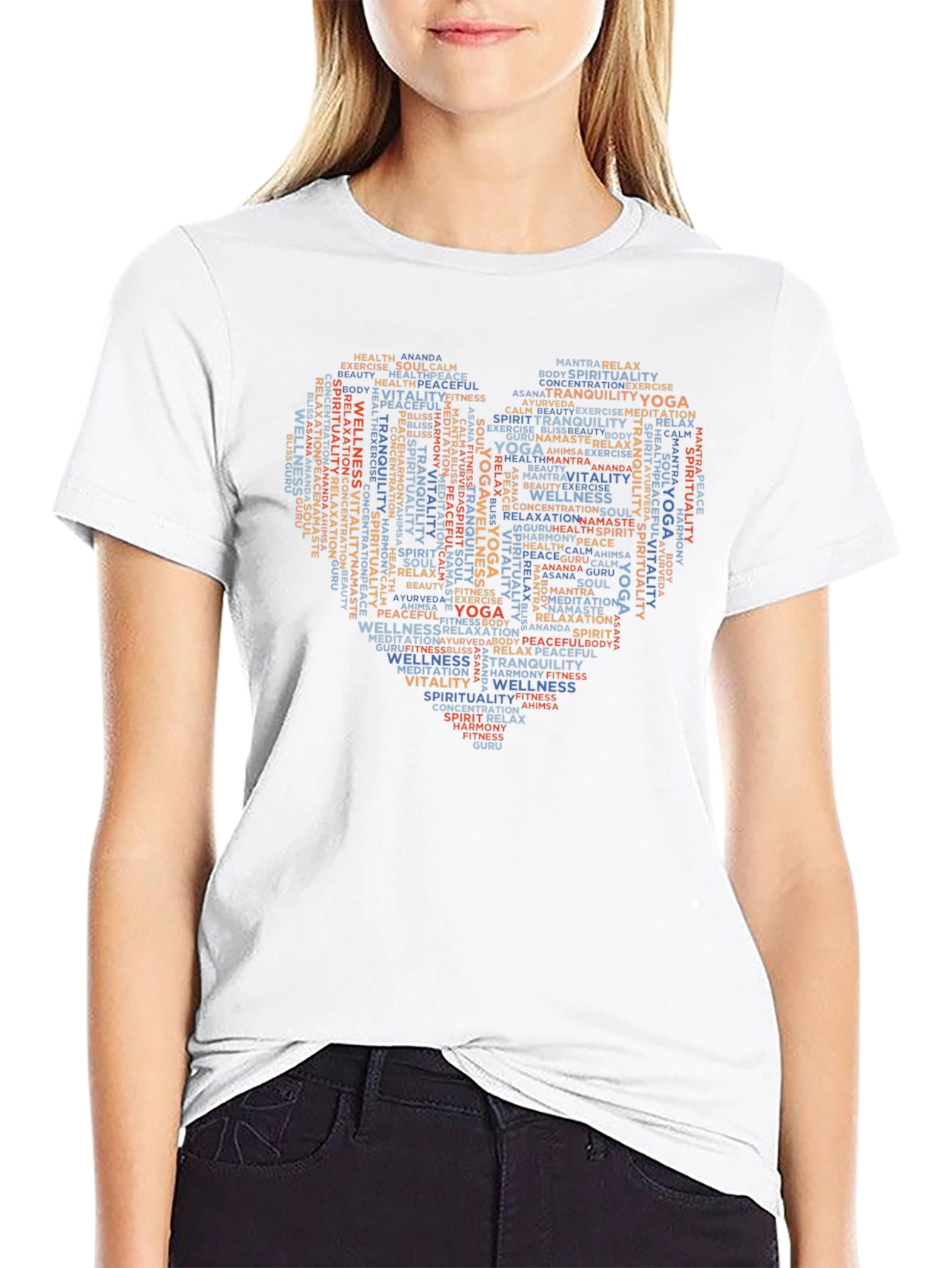 Yoga Word Art Heart T-Shirt