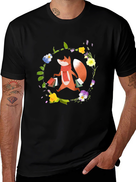 Fox Shopper Graphic Tee - Stylish Animal Print T-Shirt
