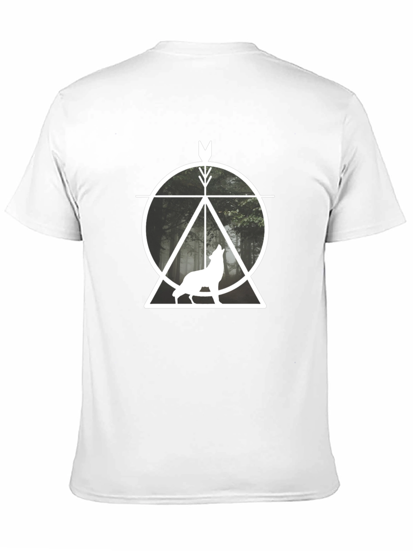 Geometric Wolf Graphic T-Shirt - Black