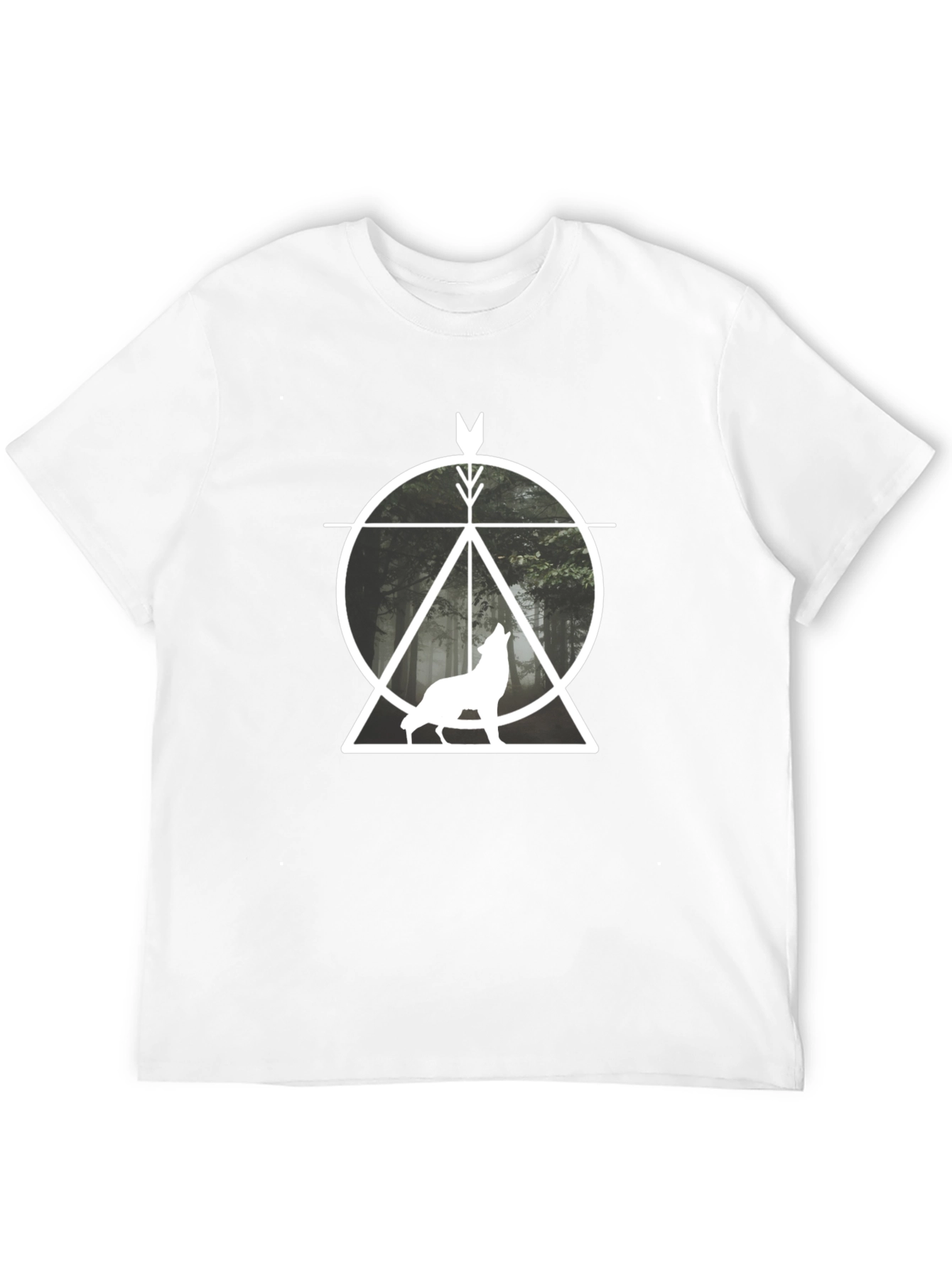 Geometric Wolf Graphic T-Shirt - Black