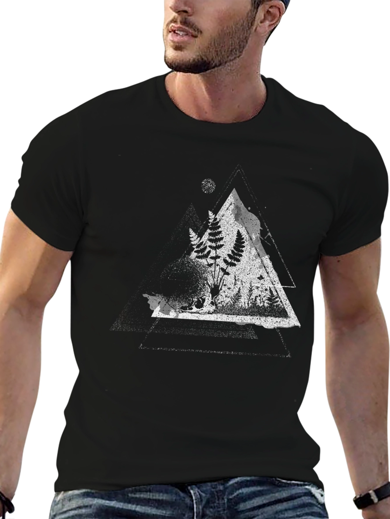 Nature Triangle Graphic Tee - Black