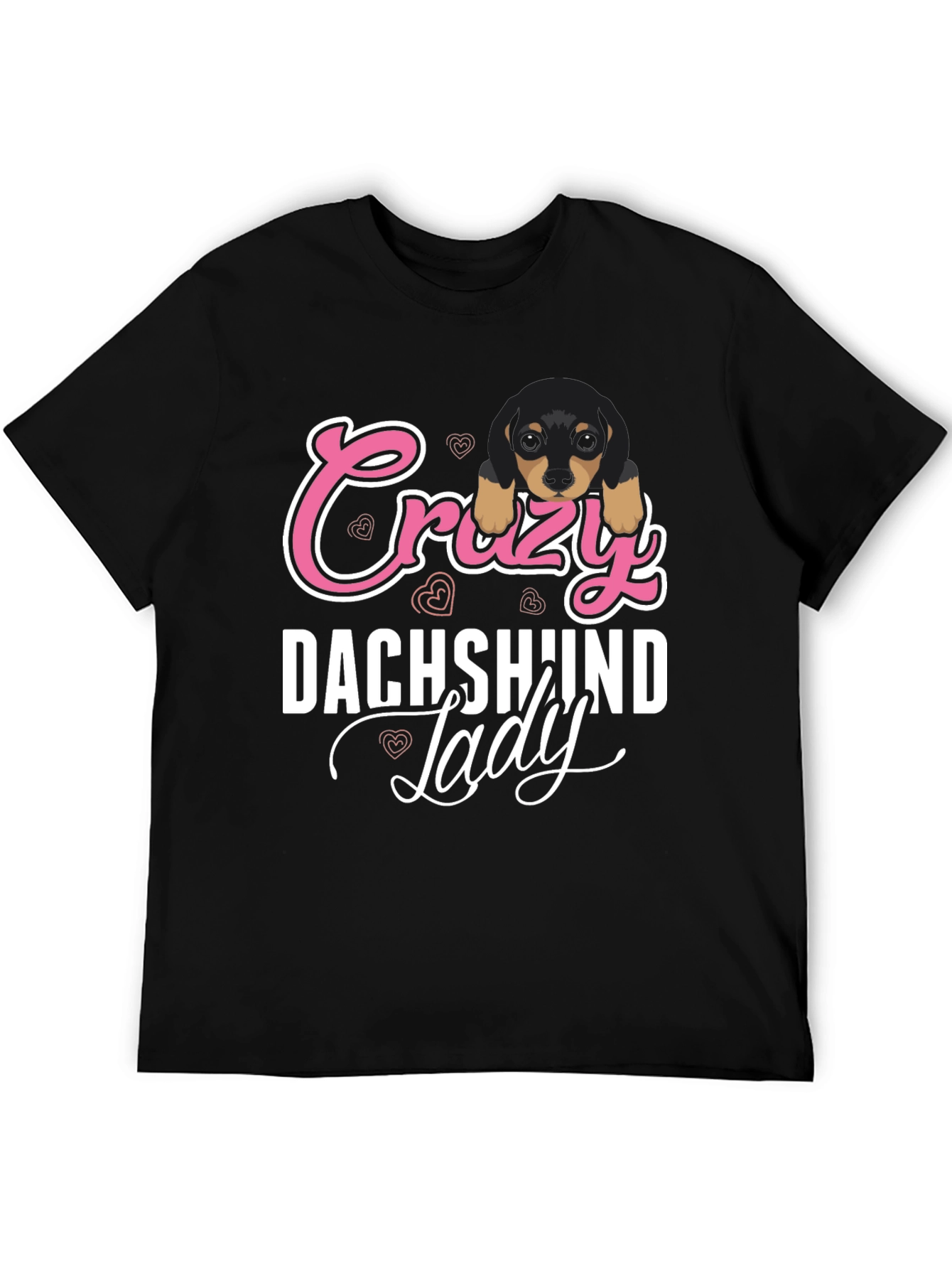 Crazy Dachshund Lady T-Shirt - Unisex Black Tee