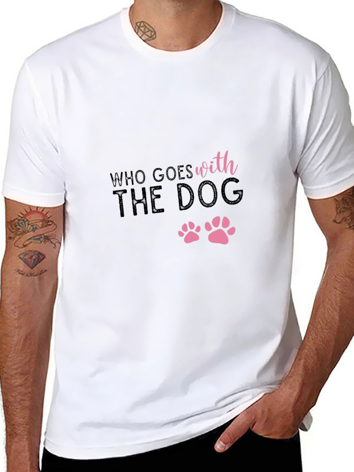 Who Goes With the Dog Black T-Shirt