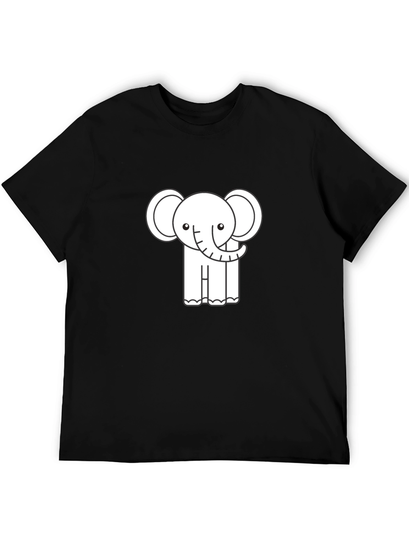 Cute Elephant Graphic Tee - Black Cotton T-Shirt