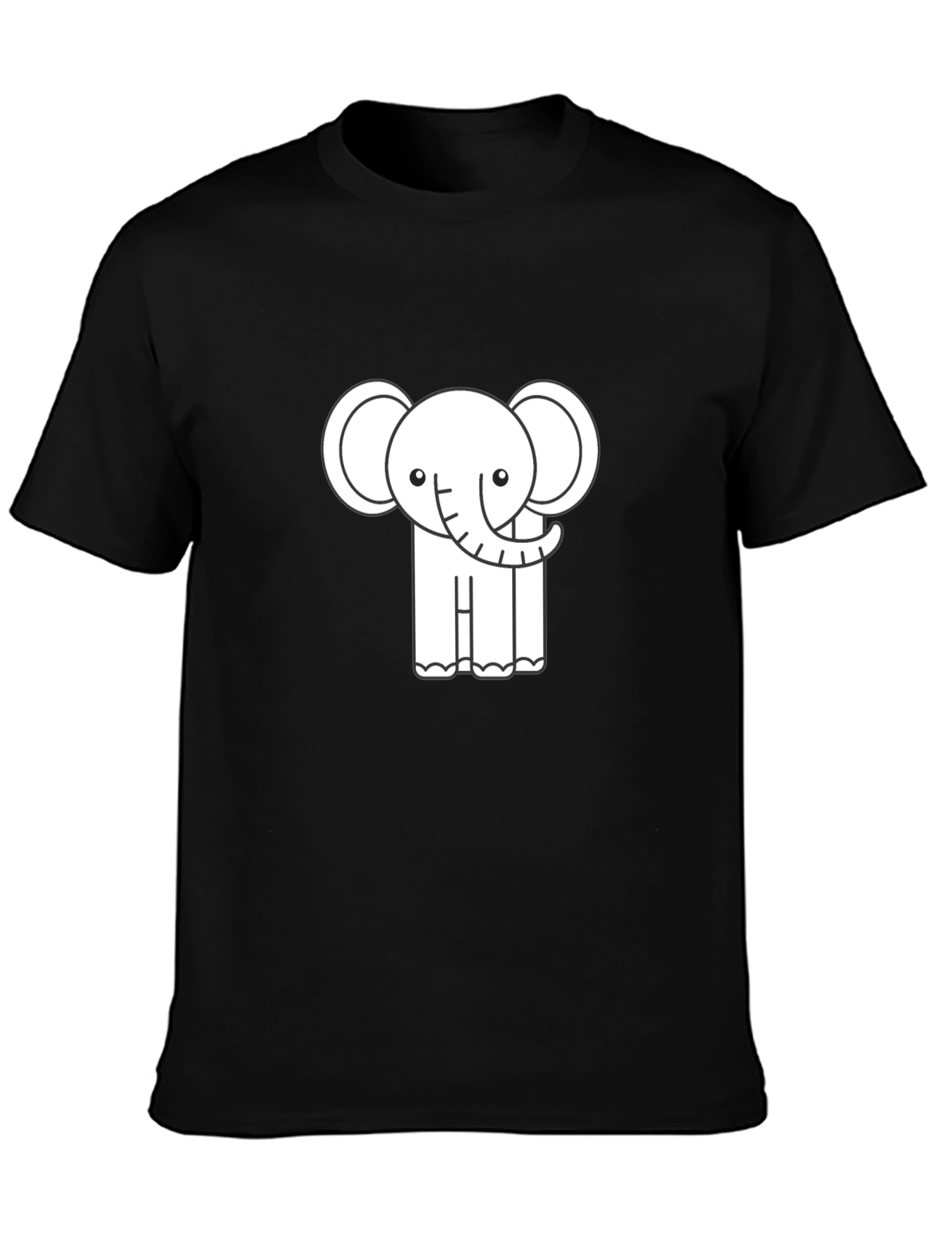 Cute Elephant Graphic Tee - Black Cotton T-Shirt