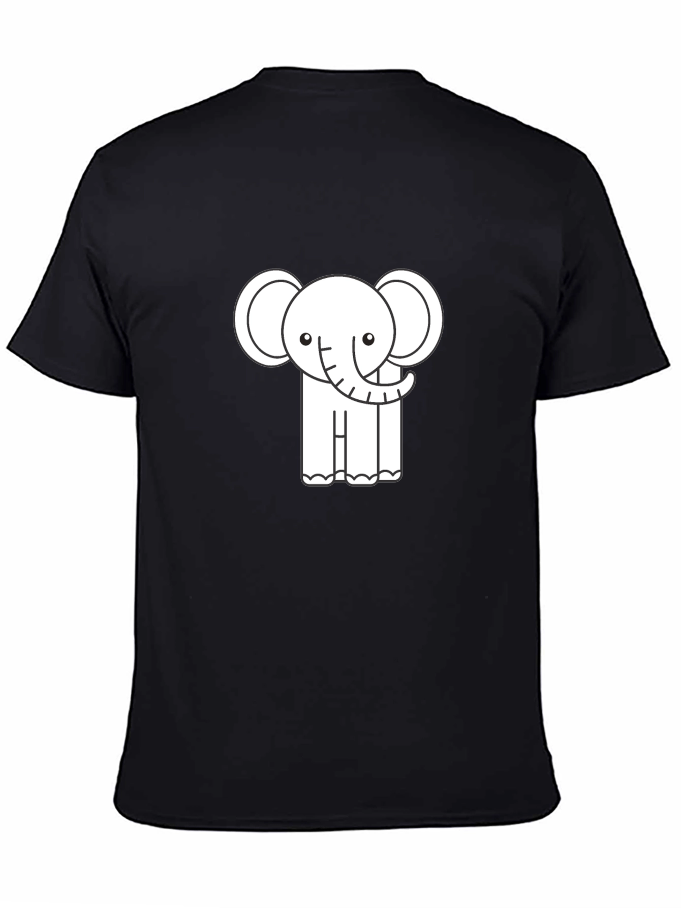 Cute Elephant Graphic Tee - Black Cotton T-Shirt