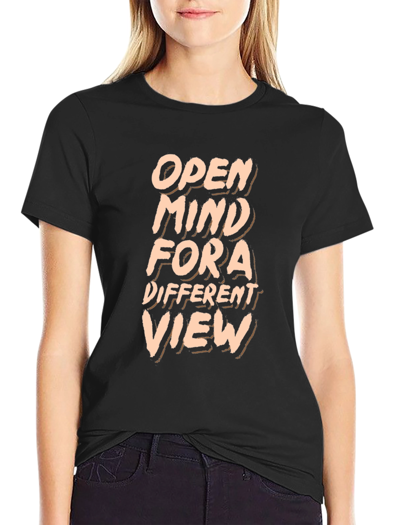 Open Mind Different View Black T-Shirt