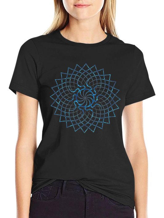 Geometric Mandala Print Black T-Shirt