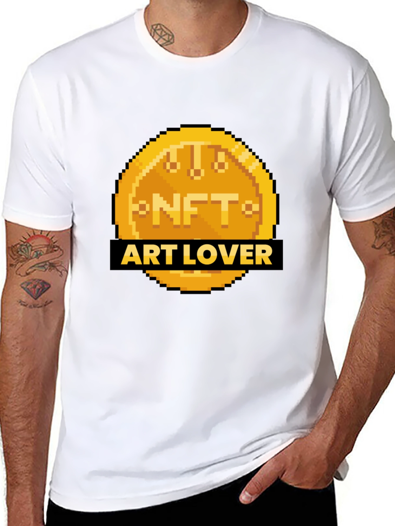 NFT Art Lover Pixel Coin Black T-Shirt