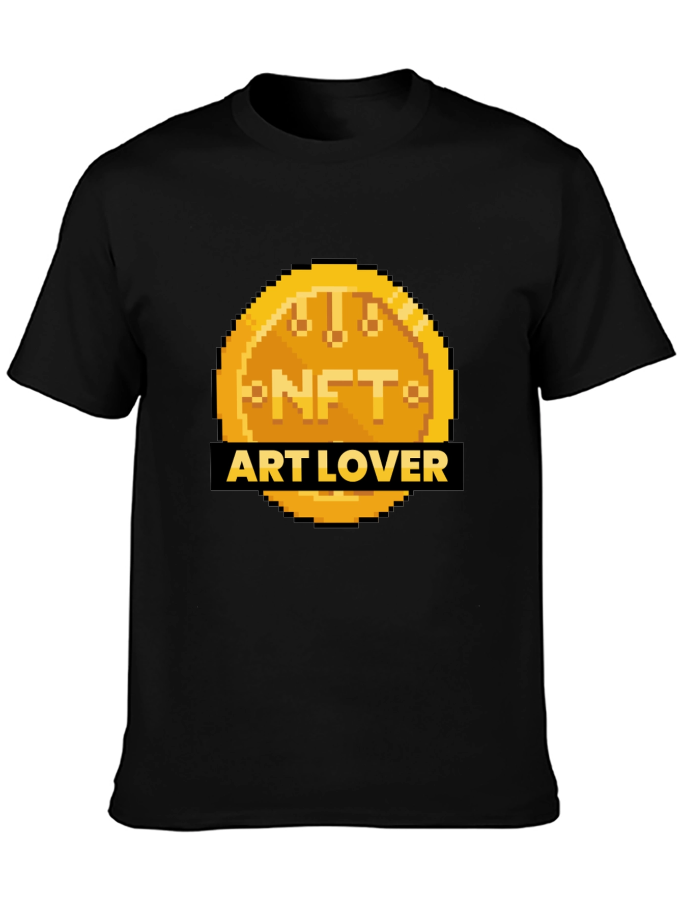 NFT Art Lover Pixel Coin Black T-Shirt