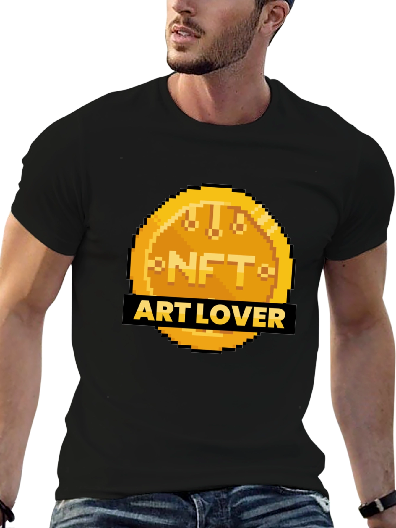 NFT Art Lover Pixel Coin Black T-Shirt