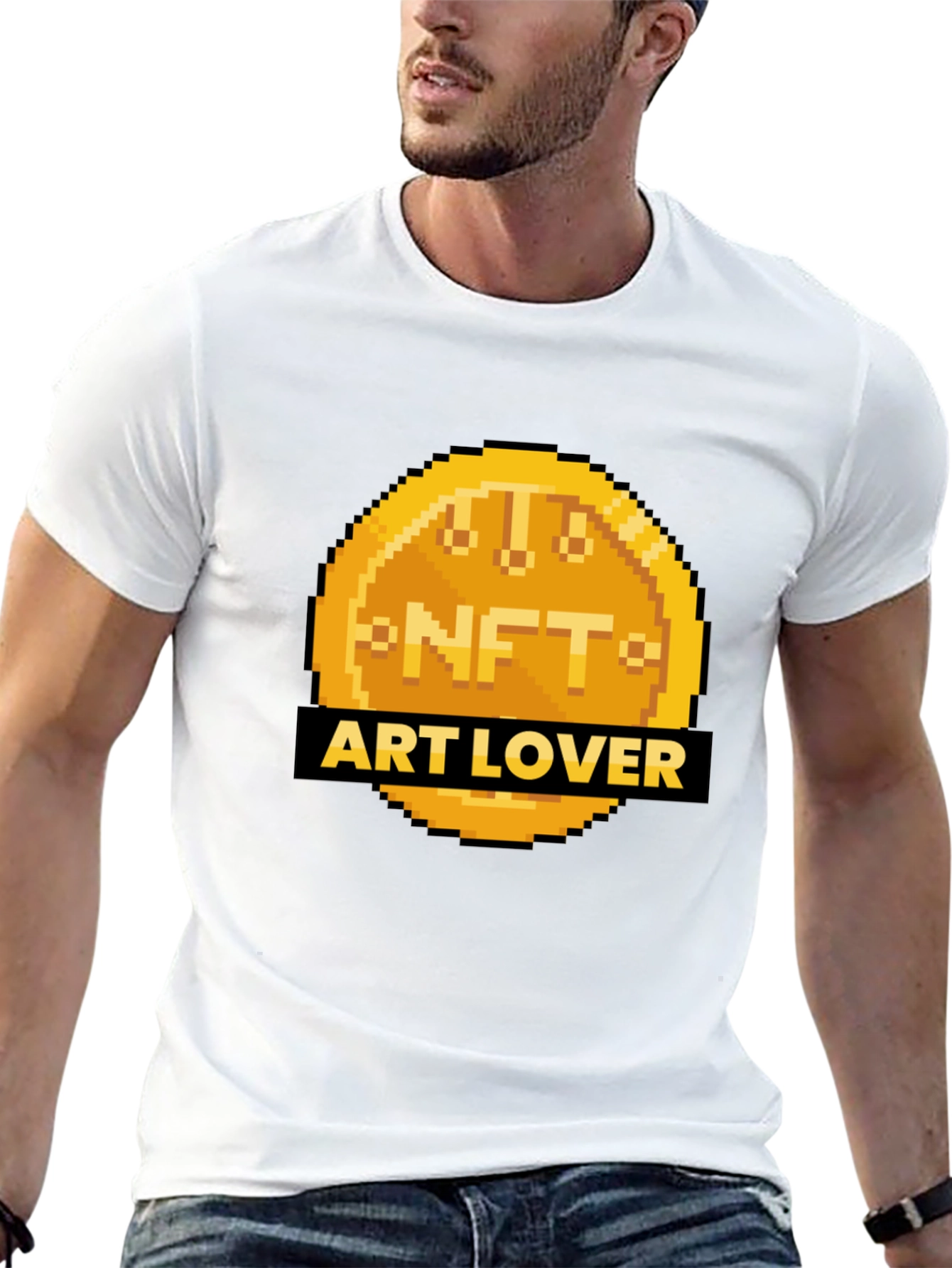 NFT Art Lover Pixel Coin Black T-Shirt