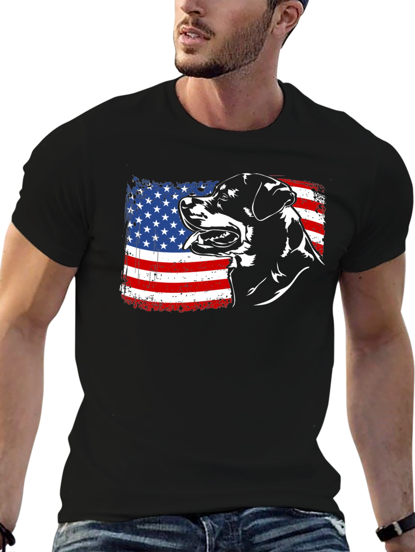 American Rottweiler T-Shirt - Patriotic Dog Tee
