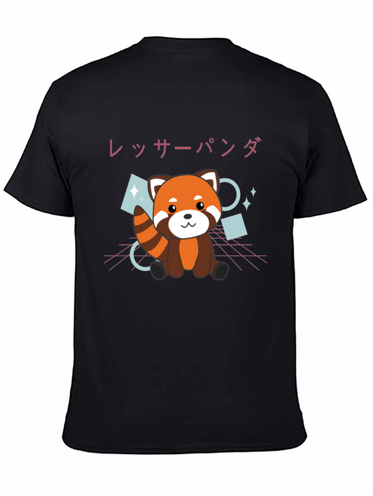 Cute Red Panda Graphic Tee - Black
