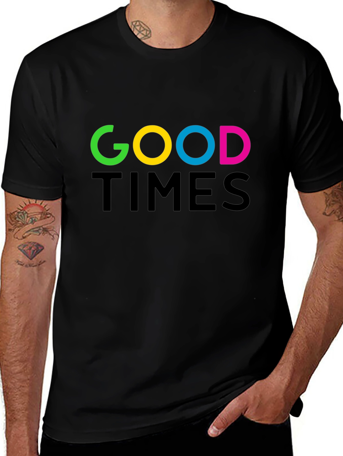 Good Times Graphic T-Shirt - Black Crew Neck Tee