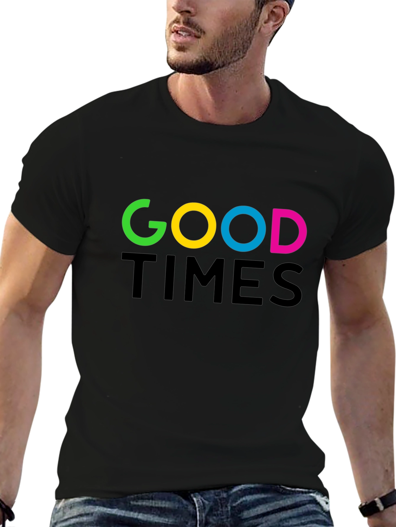 Good Times Graphic T-Shirt - Black Crew Neck Tee