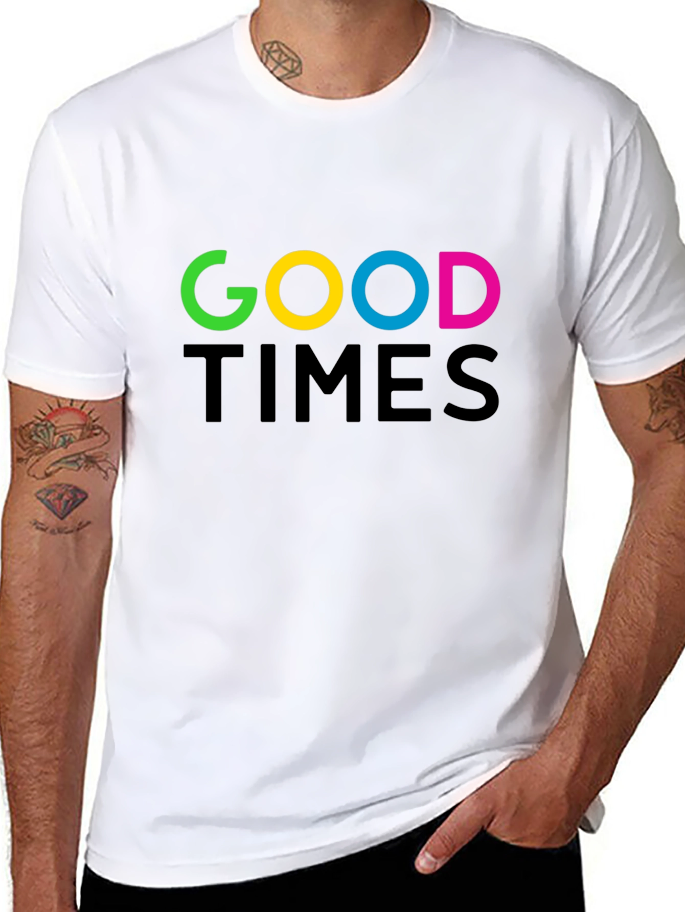 Good Times Graphic T-Shirt - Black Crew Neck Tee