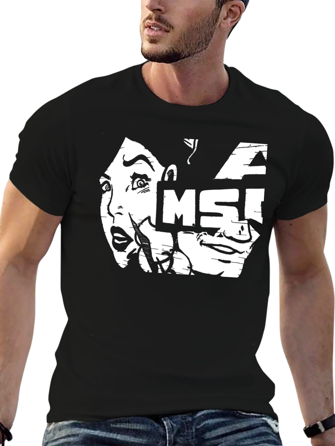 Disturbing Mindset MSI Graphic Print Black T-Shirt