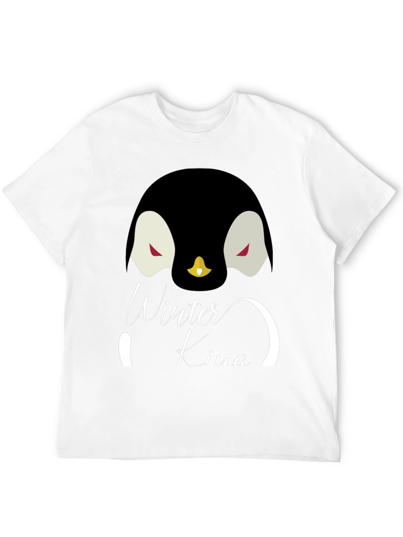Winter King Penguin Graphic Tee - Cool Black T-Shirt