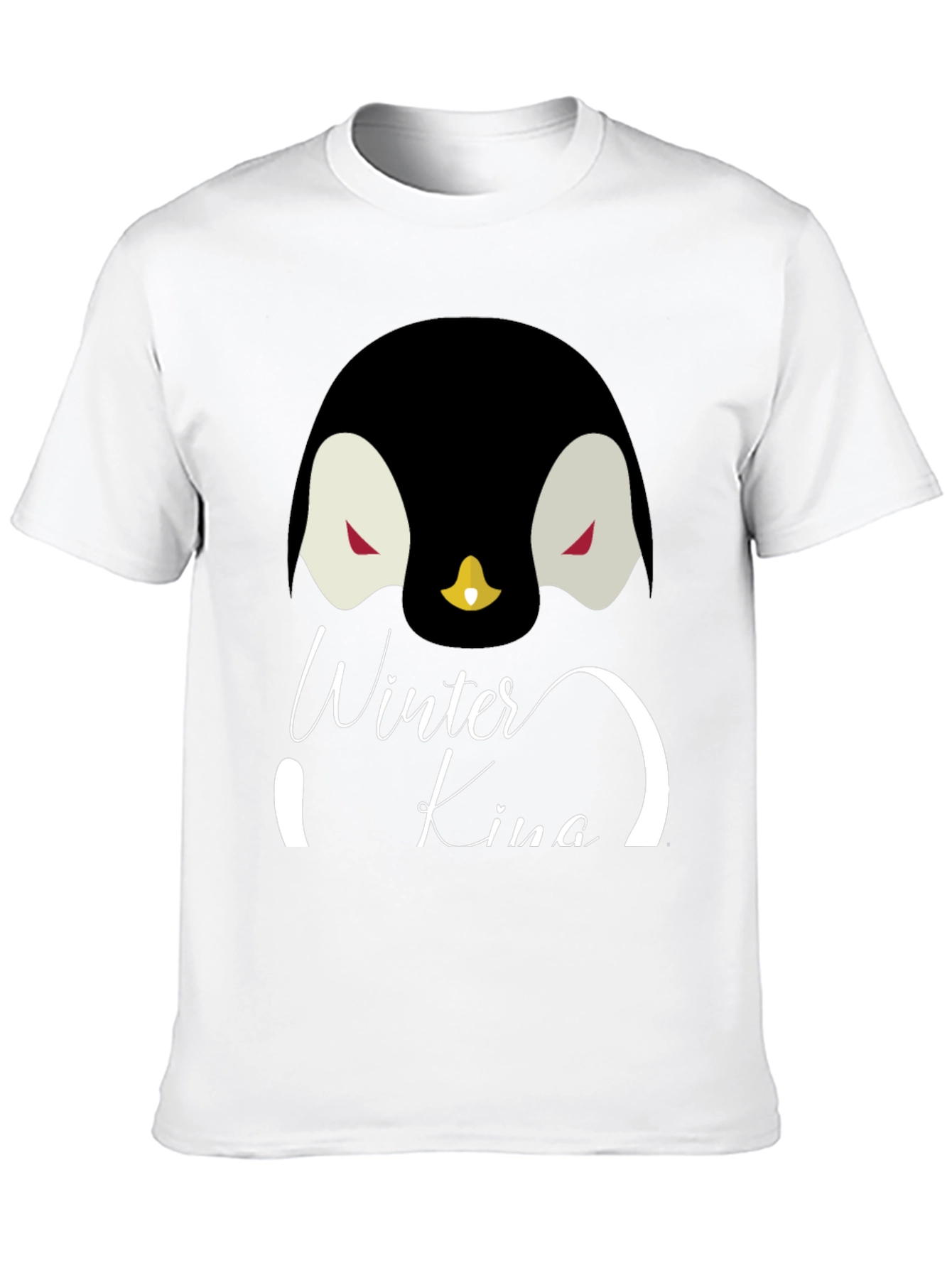 Winter King Penguin Graphic Tee - Cool Black T-Shirt