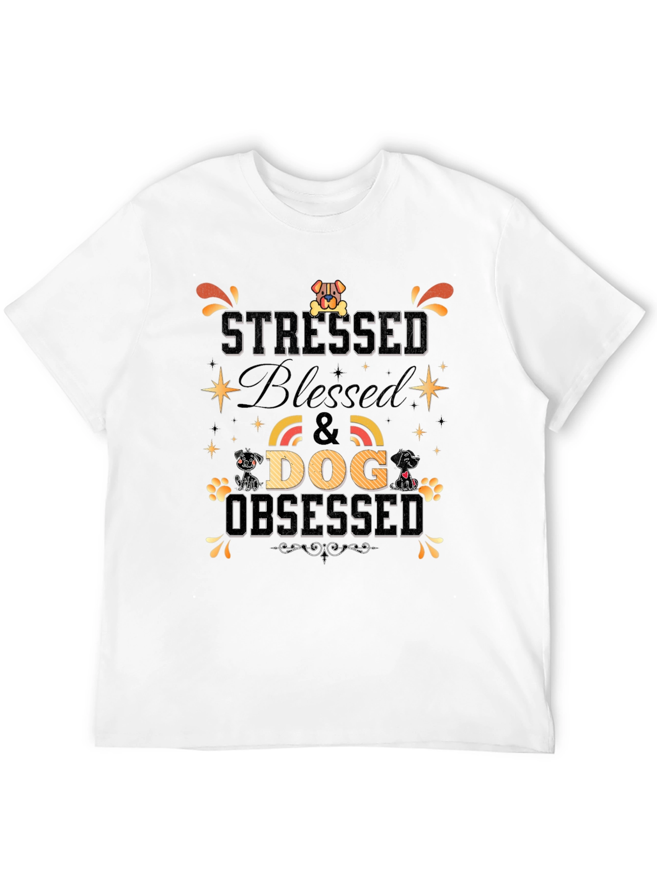 Stressed Blessed Dog Obsessed Black T-Shirt