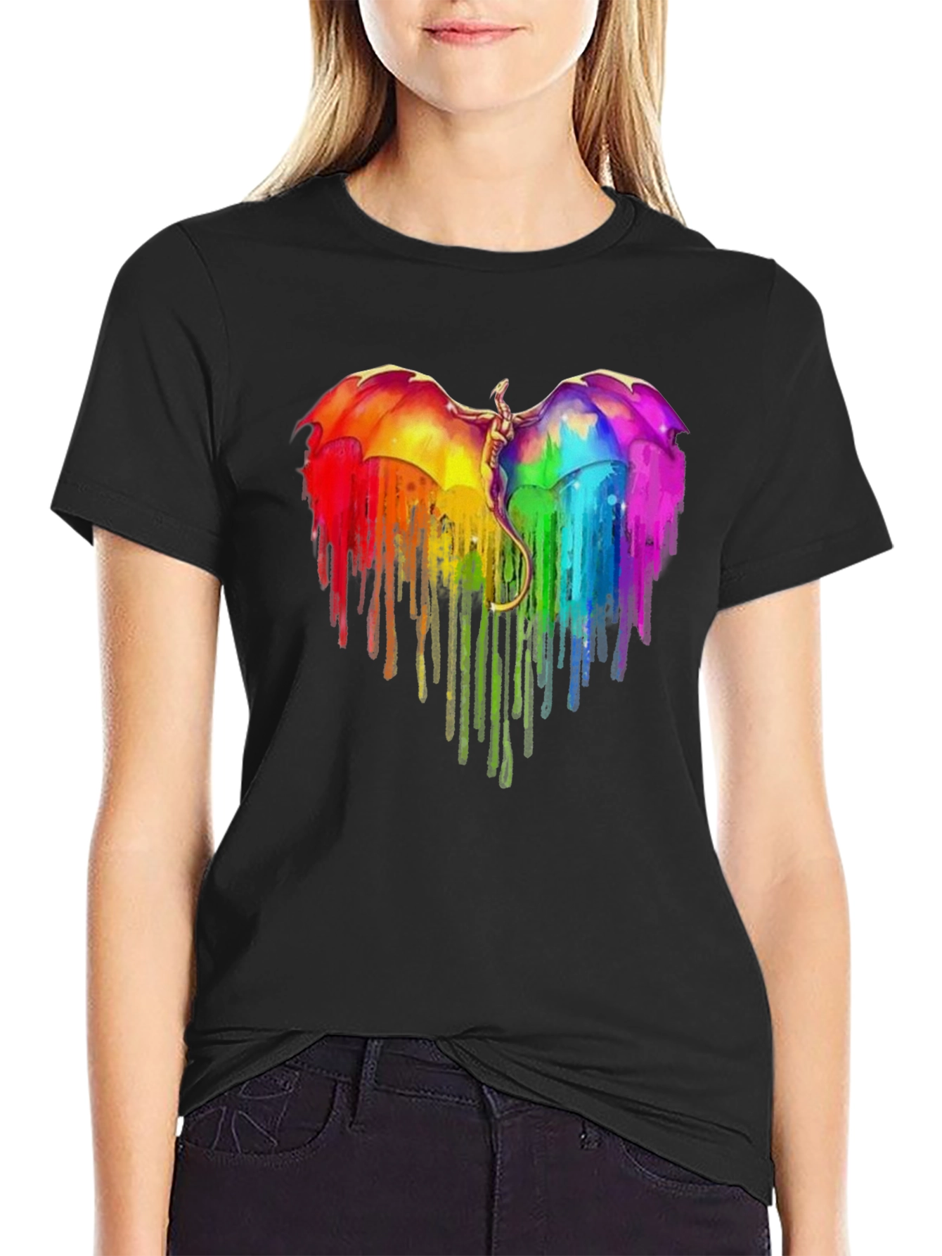 Rainbow Dragon Heart Graphic Tee