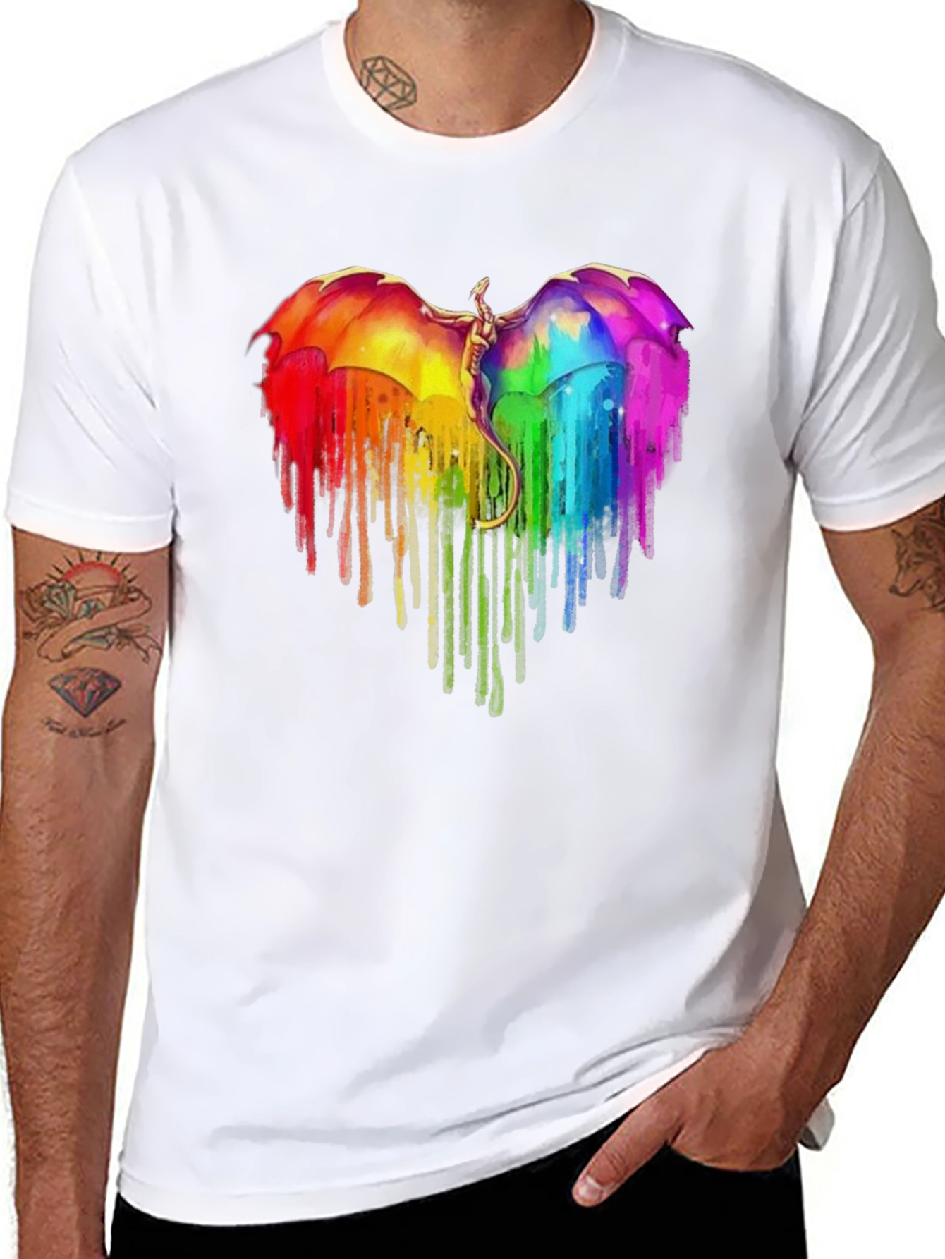 Rainbow Dragon Heart Graphic Tee