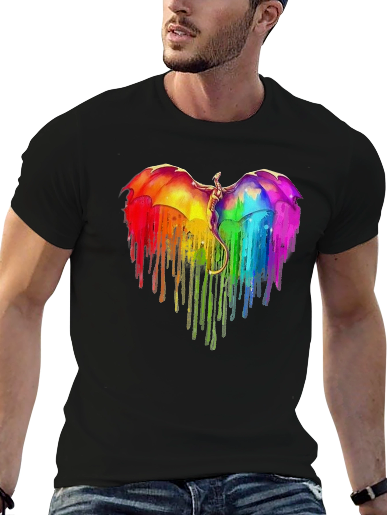 Rainbow Dragon Heart Graphic Tee