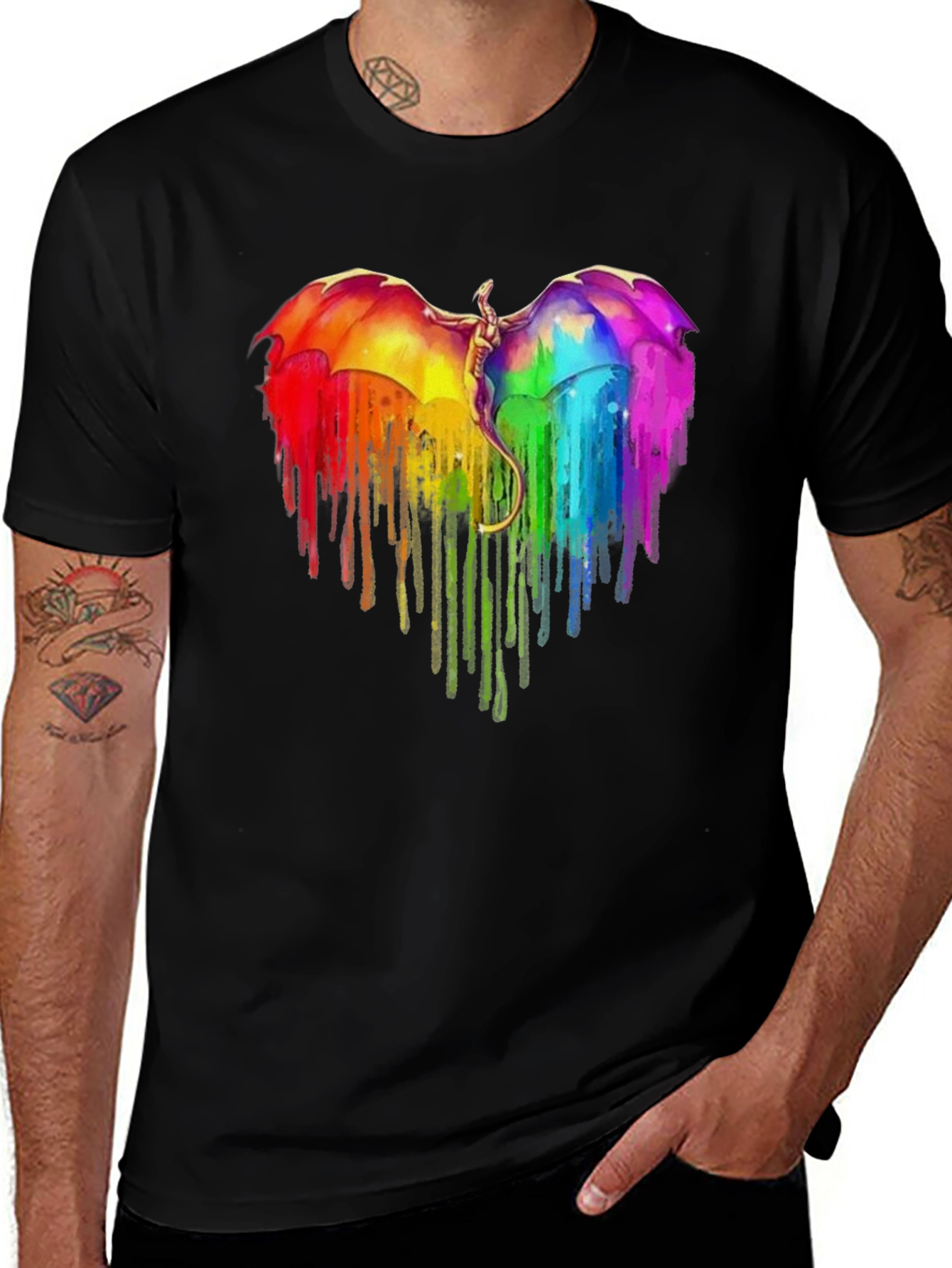 Rainbow Dragon Heart Graphic Tee